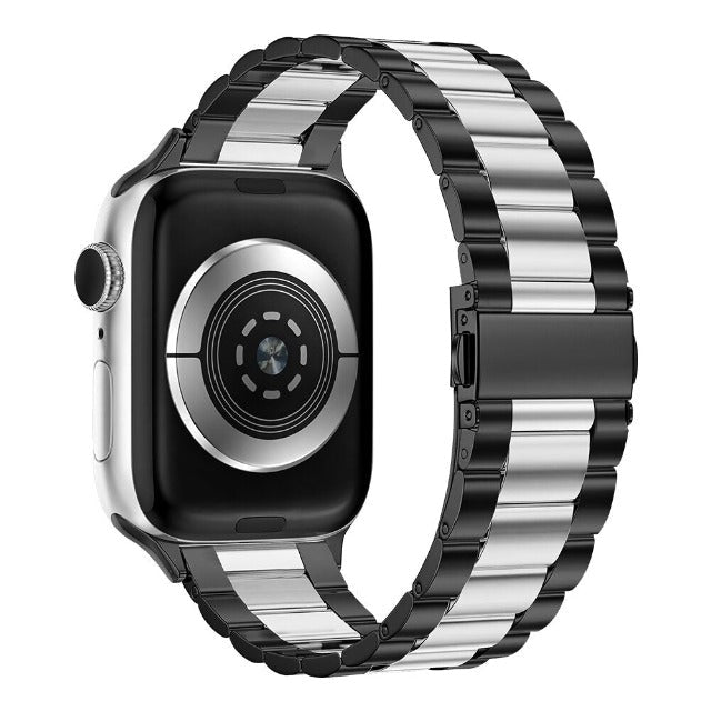 سوار Apple Watch من المعدن الأسود والفضي