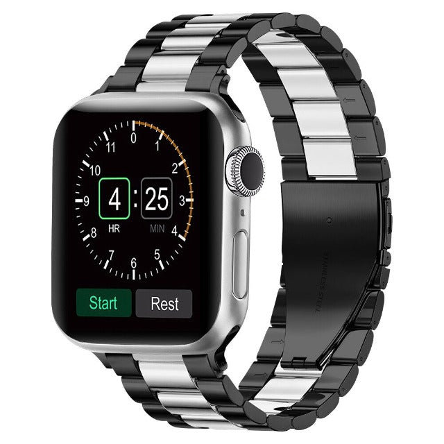 Black and silver metal Apple Watch band