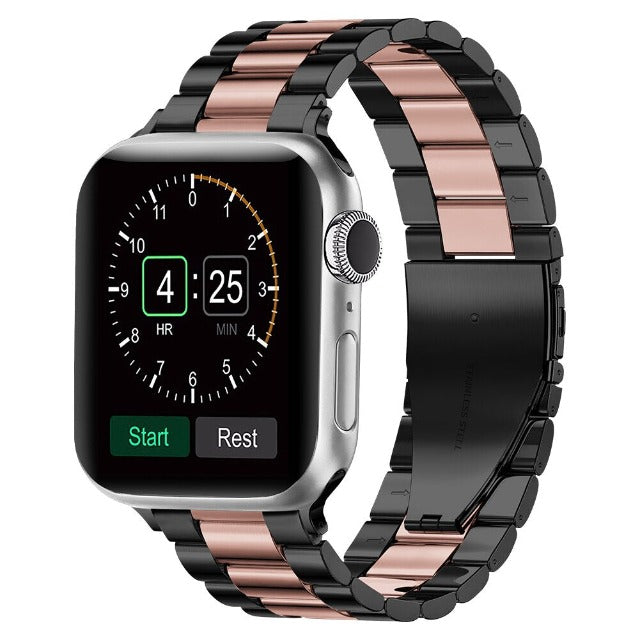 سوار Apple Watch من المعدن الأسود والذهبي الوردي