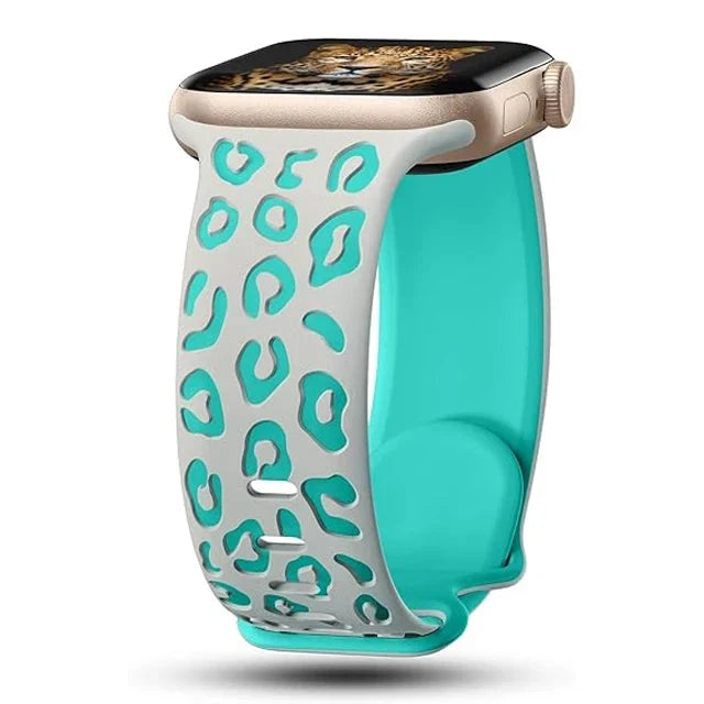 Sky Blue Cyan Leopard Apple Watch Band