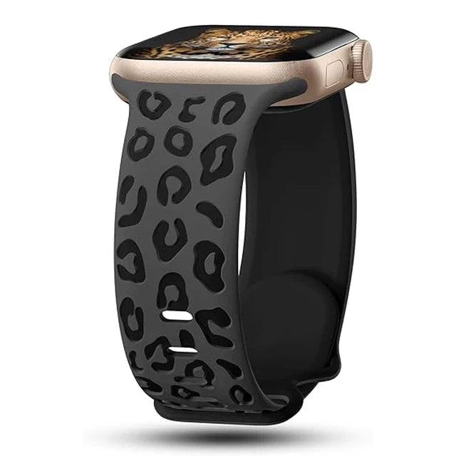 سوار Apple Watch بنقشة الفهد باللون الأسود