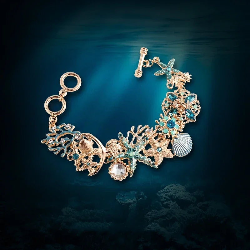 Bracelet with blue-colored shells