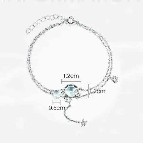 Moonstone Crystal and Zircon Stars Bracelet