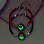 Bracelet with Red and Black Crescent Moon and Radiant Sun