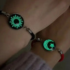 Bracelet with Red and Black Crescent Moon and Radiant Sun