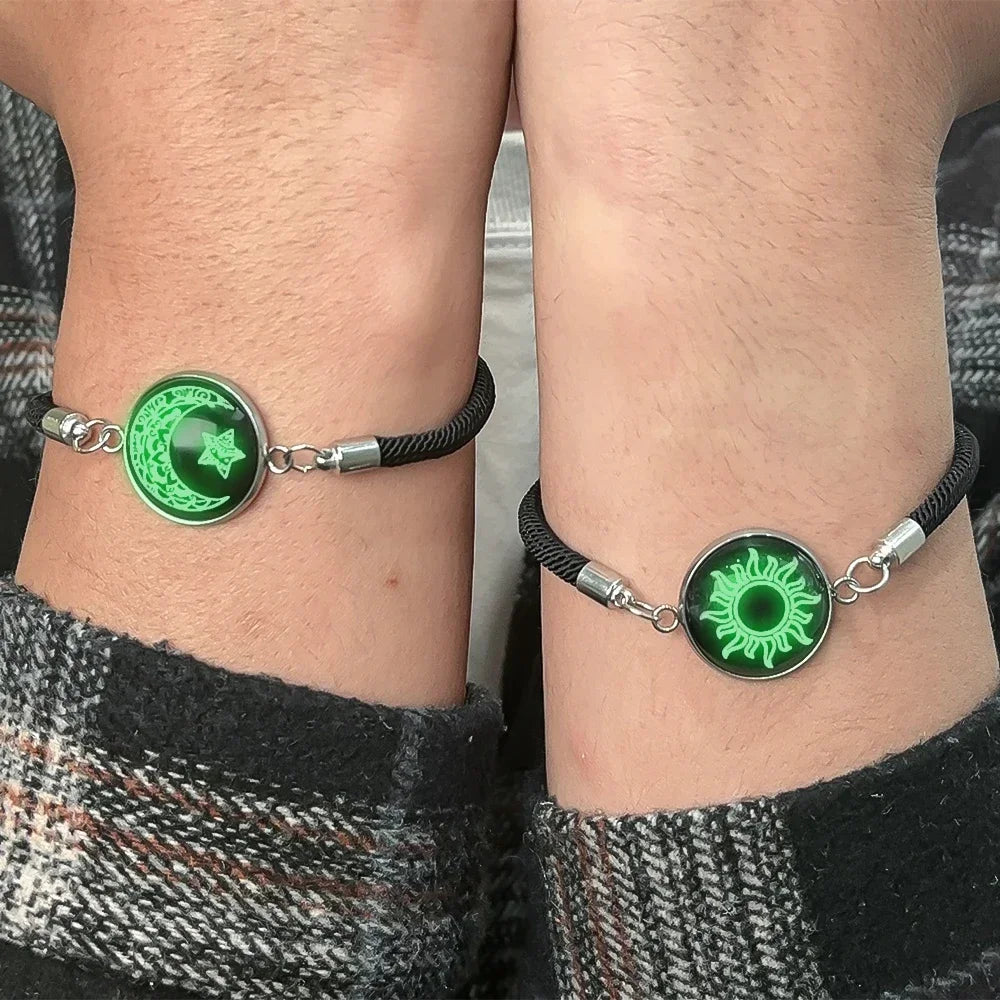 Bracelet with Black Crescent Moon and Radiant Sun