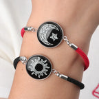 Bracelet with Red and Black Crescent Moon and Radiant Sun