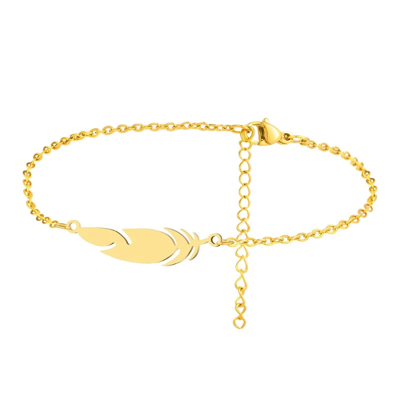 Charm Bracelet with Gold Feather