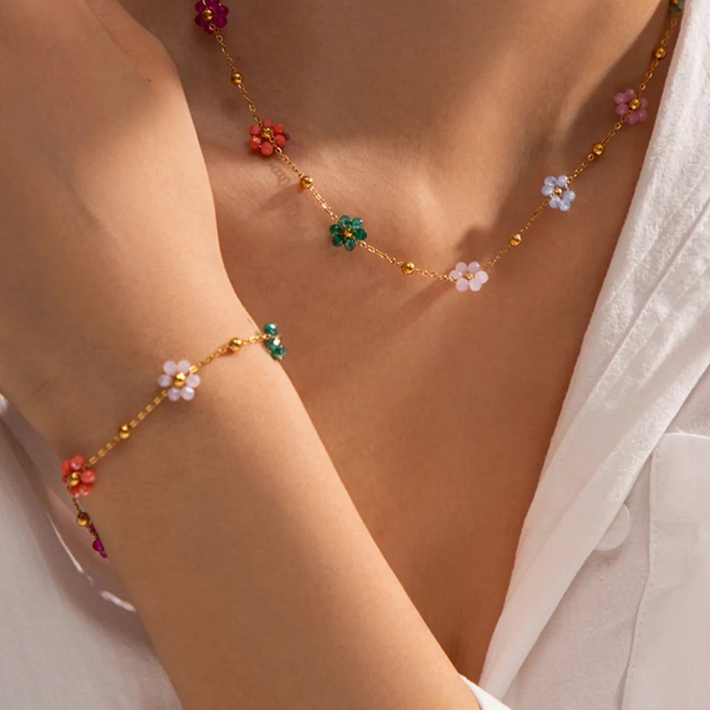 Bracelet with Colorful Flowers