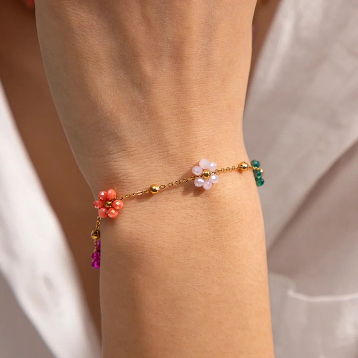 Bracelet with Colorful Flowers