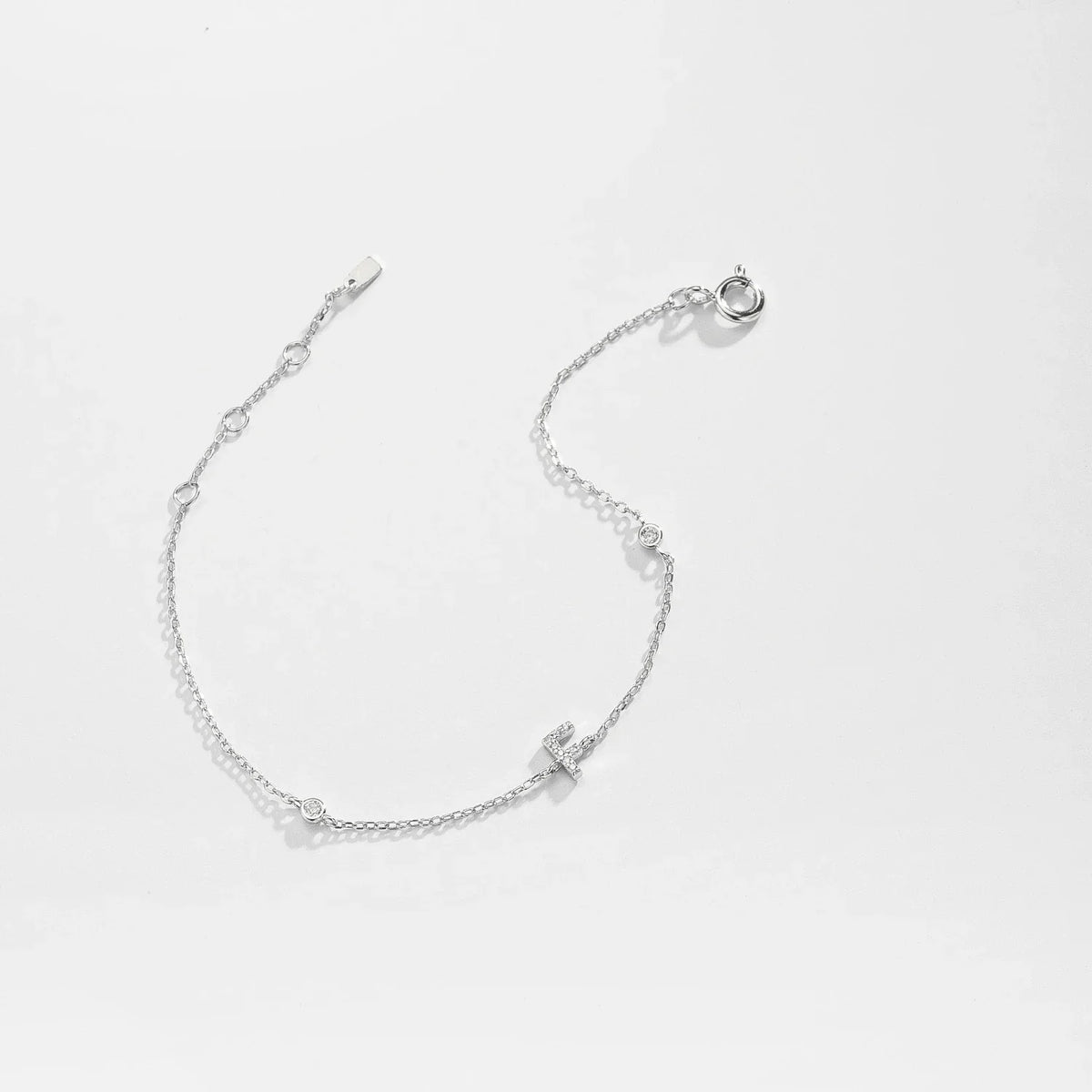 Bracelet with silver rhinestone initial