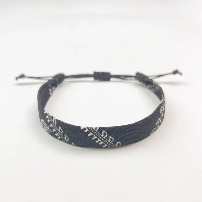 Black Arabic Keffiye geometric pattern bracelet