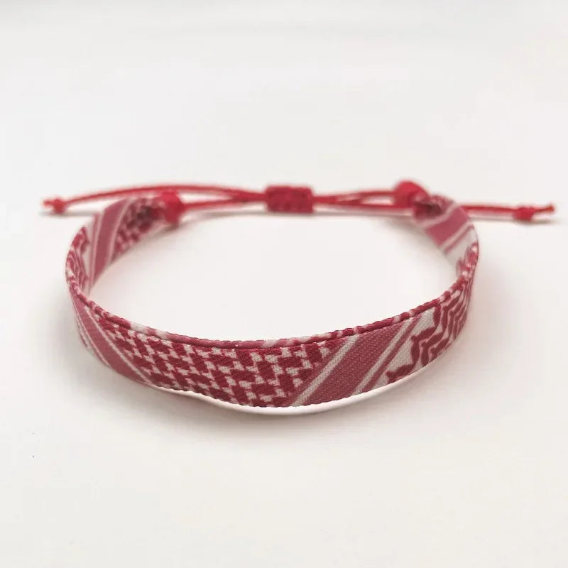 Red Arabic Keffiye geometric pattern bracelet