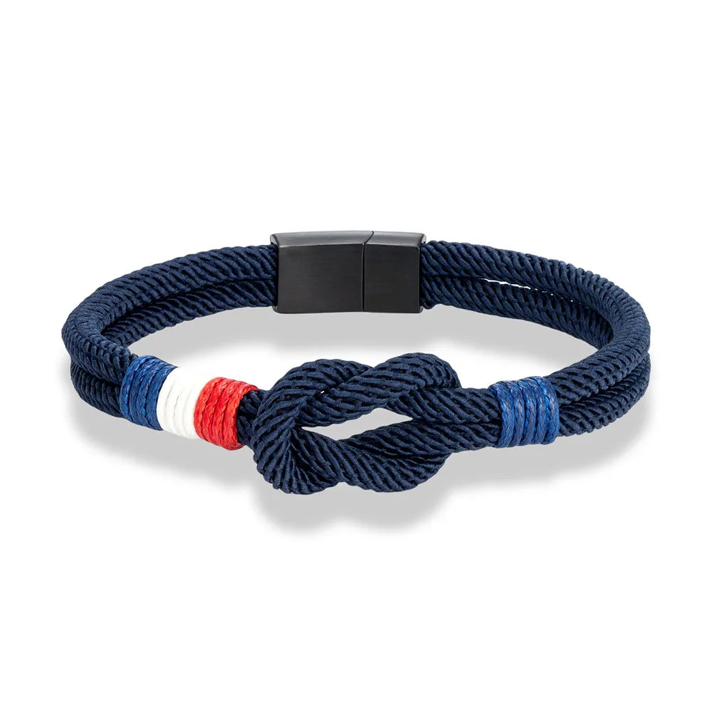 Rope-tied bracelet with the navy French flag