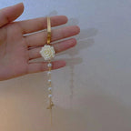 Bracelet with Beads and White Rose Flower