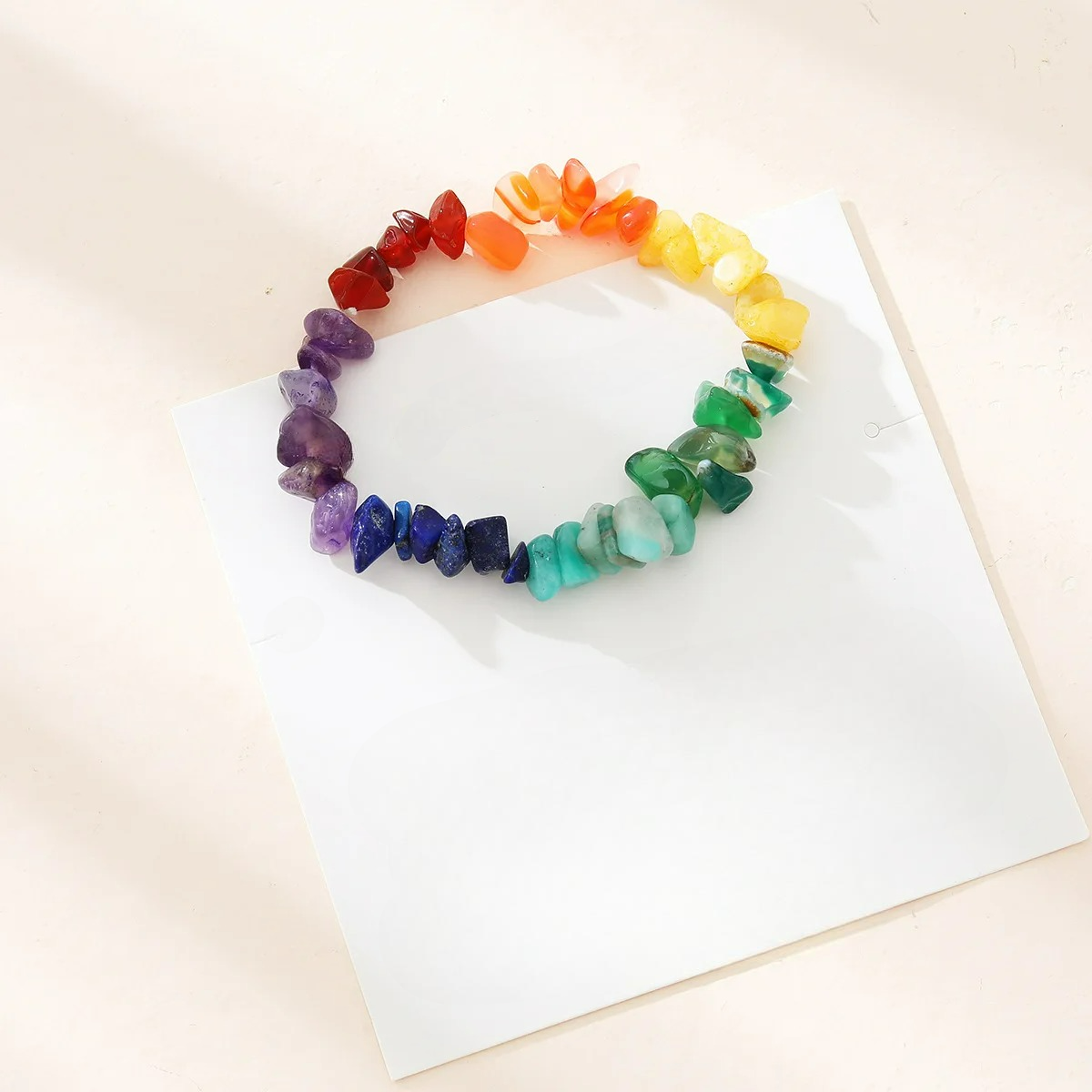 Bracelet with Natural 7 Chakra Stones multicolored