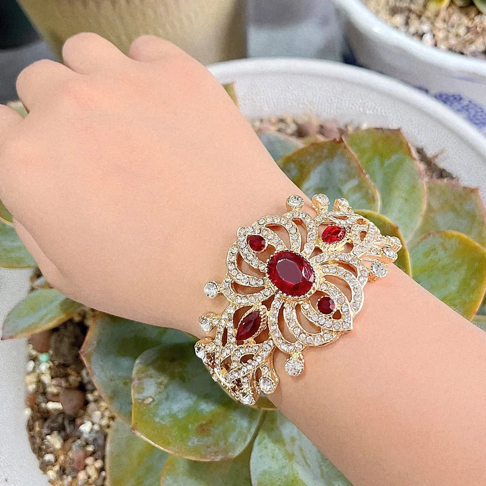 Bracelet with rhinestones and stones, Arabic Muslim wedding red