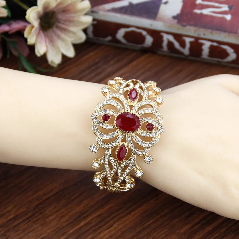 Bracelet with rhinestones and stones, Arabic Muslim wedding red