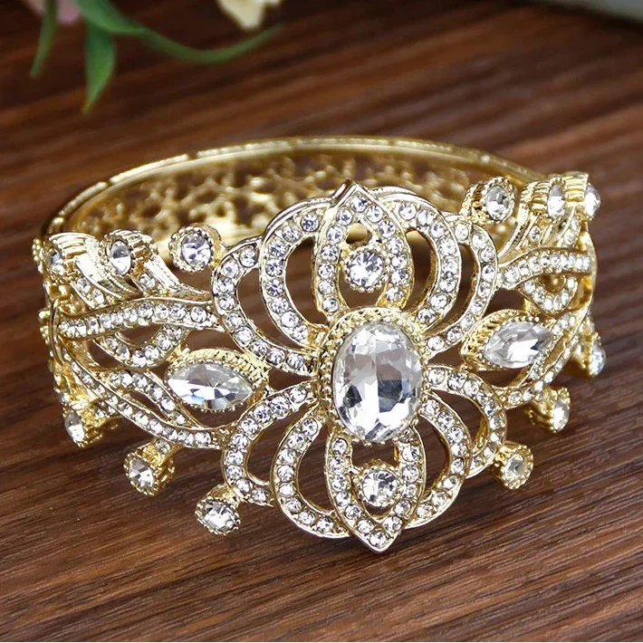 Bracelet with rhinestones and stones, Arabic Muslim wedding white