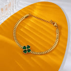 Bracelet avec Trèfle à 4 Feuilles en Cristal Vert