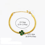 Bracelet avec Trèfle à 4 Feuilles en Cristal Vert
