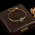 Bracelet avec Trèfle à 4 Feuilles en Cristal Vert