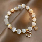 Beaded Bracelet with Four-Leaf Clovers