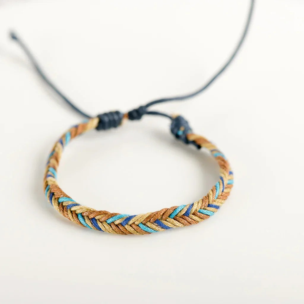 Braided blue and beige Brazilian bracelet