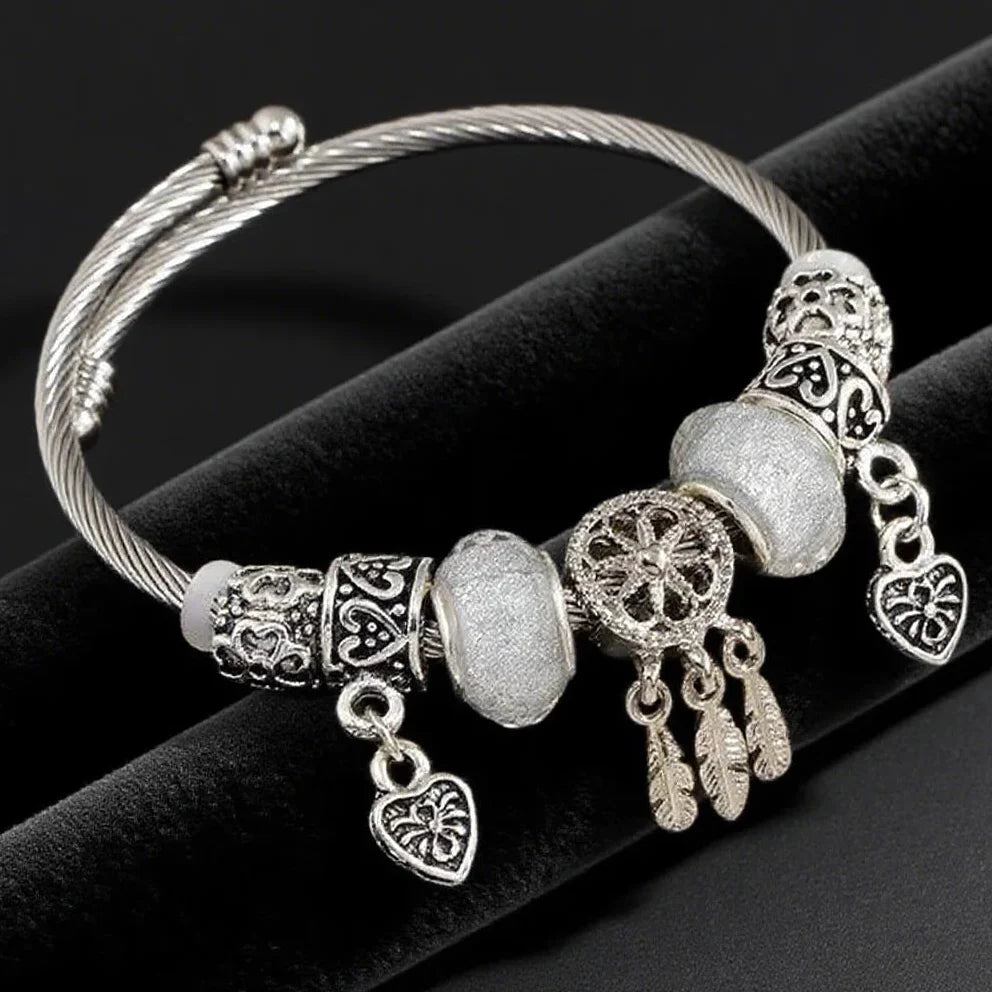 Bracelet Capteur de Rêves et Coeurs
