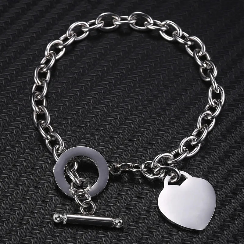 Women's Heart Curb Bracelet silver