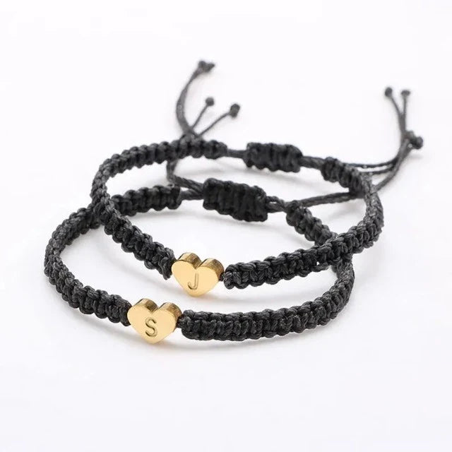 Gold Initial Heart Bracelet