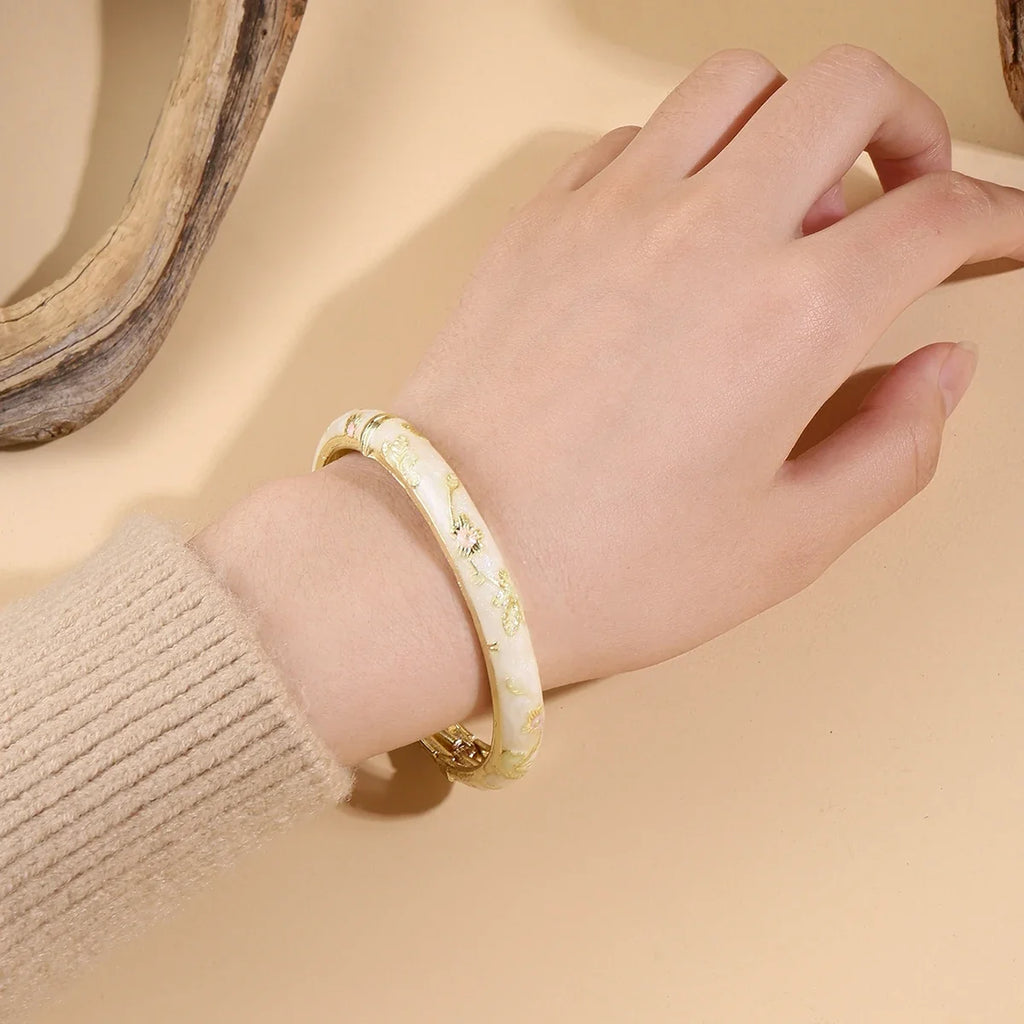Bracelet Coloré avec Fleurs blanc
