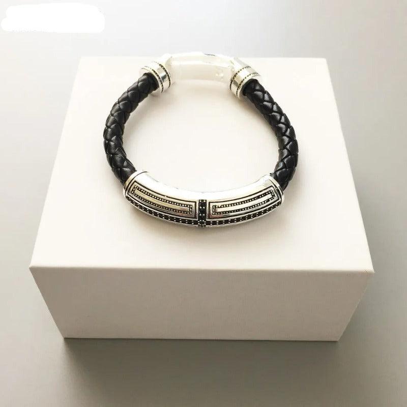 Rustic Leather Cross Bracelet - Exception®