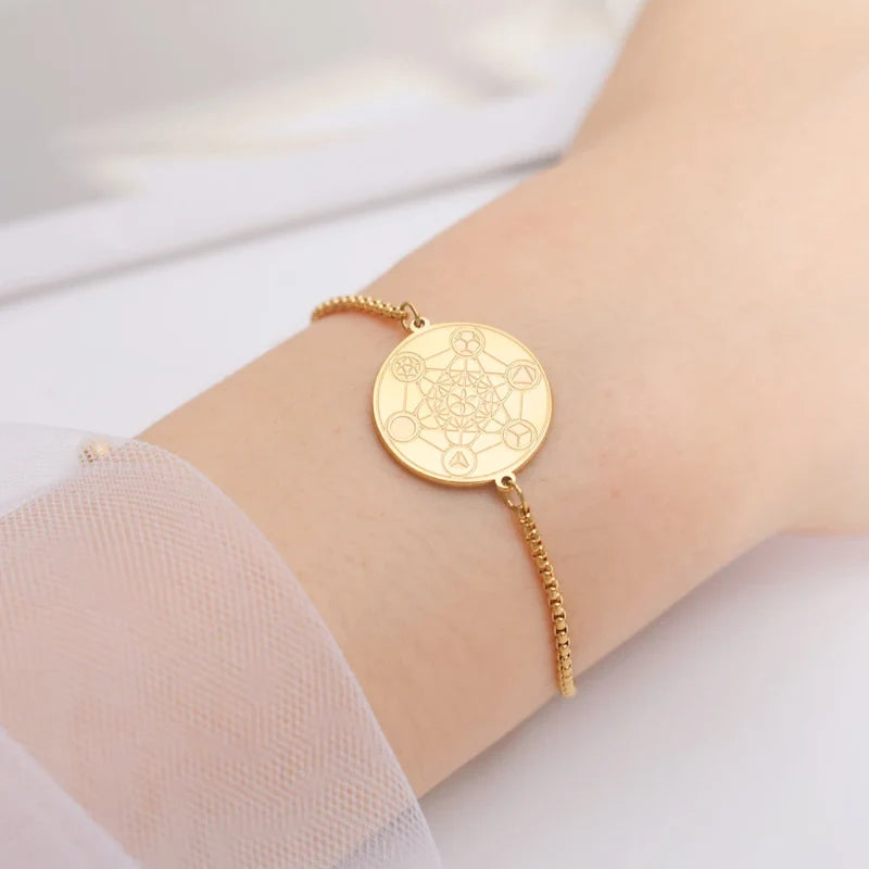 Protective Metatron's Cube Bracelet in gold