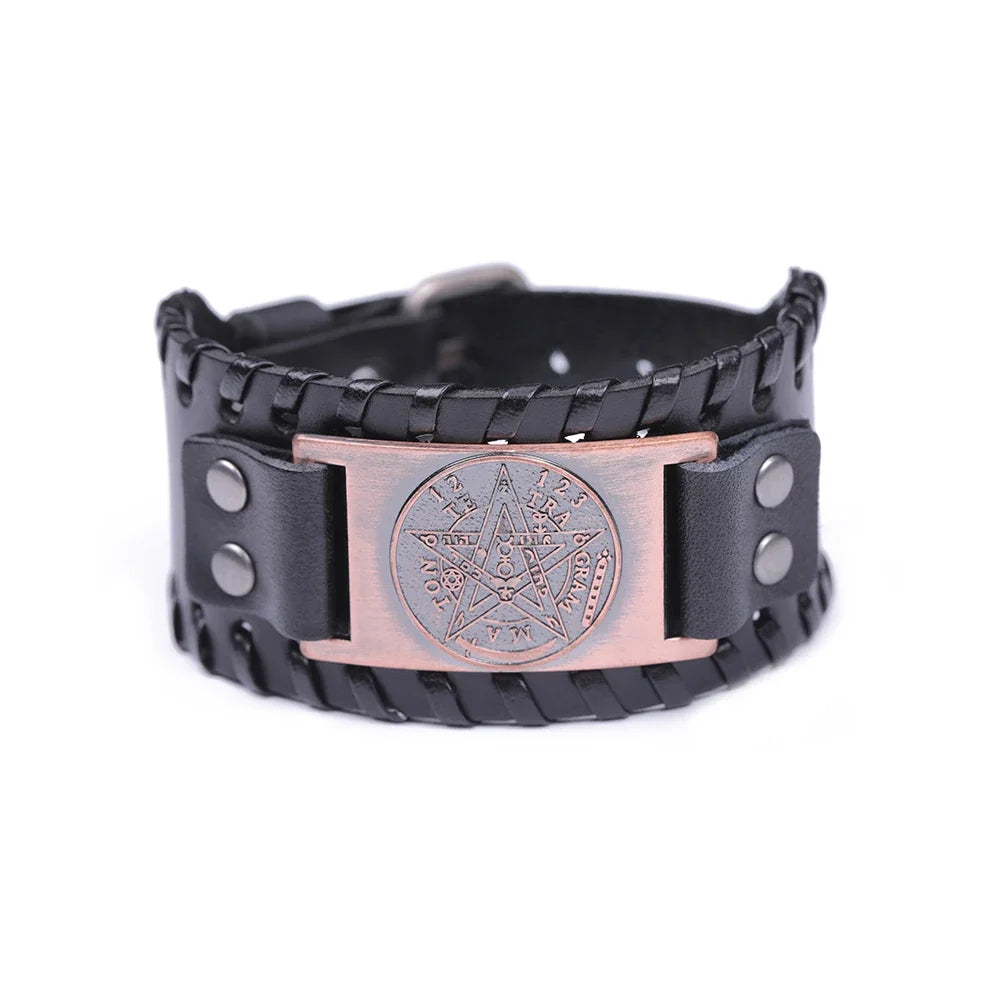 Pentacle Witchcraft Leather Bracelet Wiccan Chain Bracelet 4