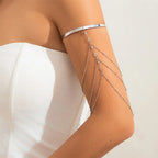 Elegant Women’s Arm Bracelet - Upper Arm Ornament and Bicep Chain Jewelry in silver