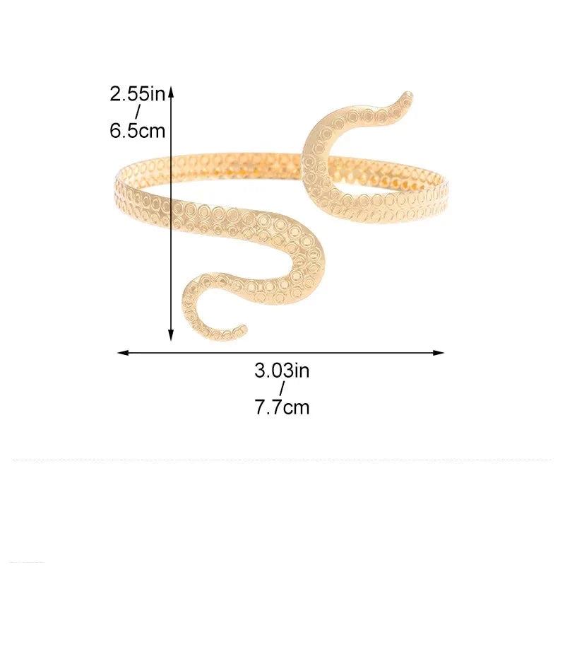 Women's Upper Arm Bracelet Snake Tail - Gold Arm Chain Ornament and Gold Bicep Jewelry