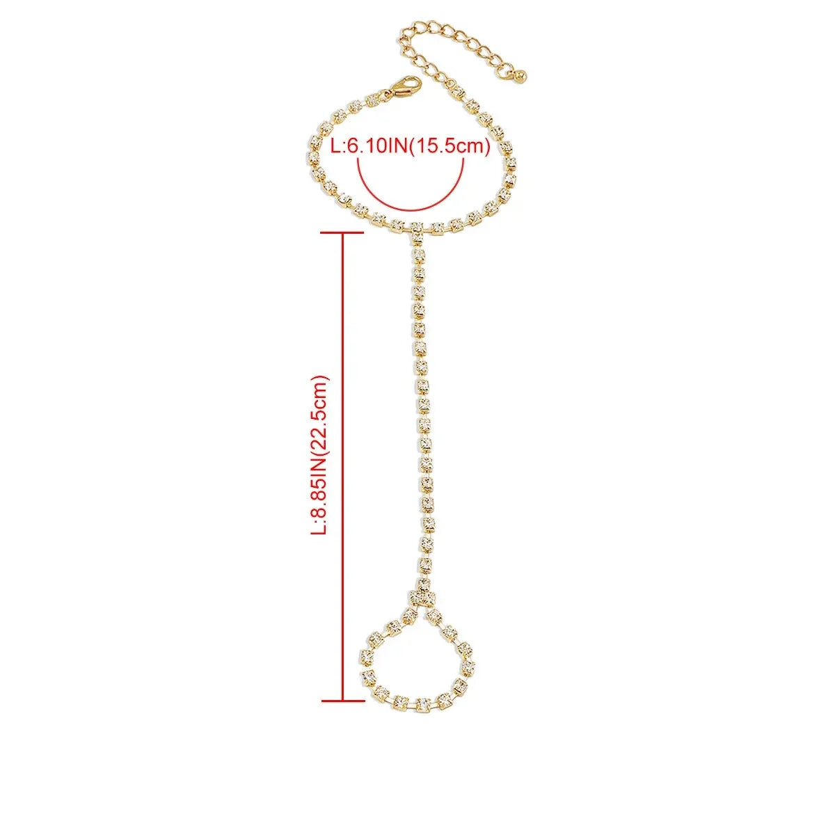 Rhinestone Hand Bracelet Women's Jewelry Hand & Finger Chain gold