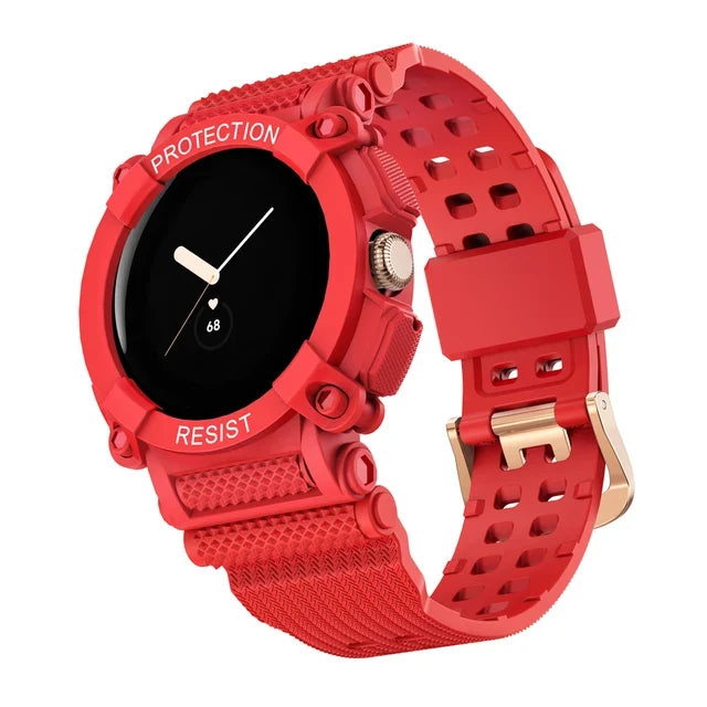 Solid Protective Smartwatch Band Google Pixel Watch 1 & 2 red