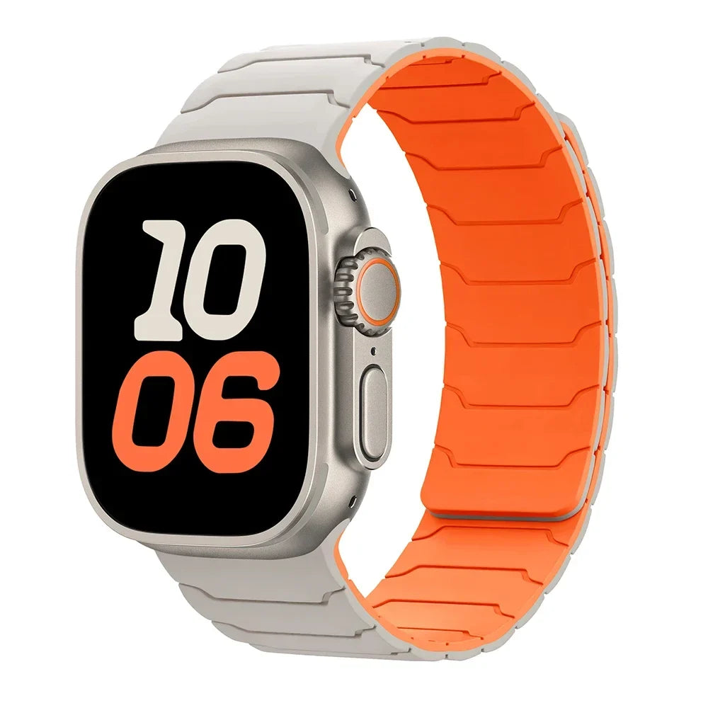 Магнитный сменный ремешок для Apple Watch, бело-оранжевый
