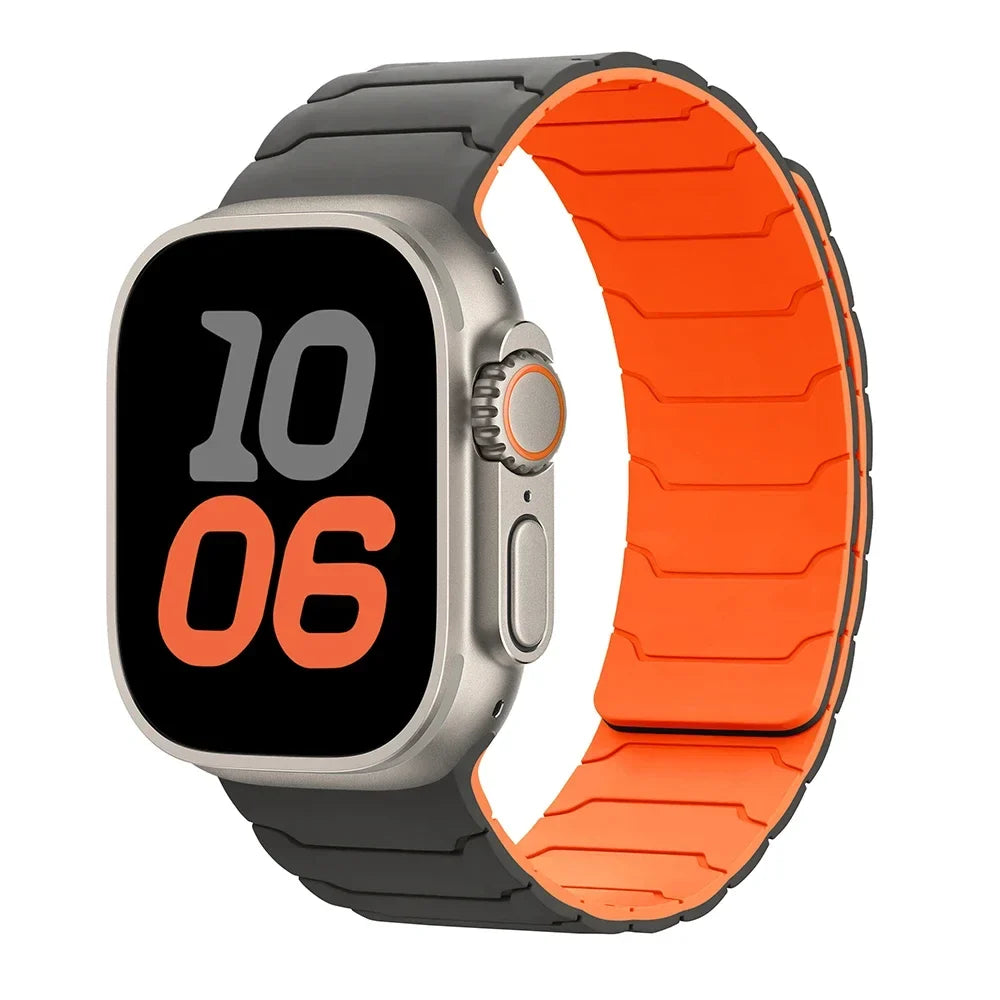 Магнитный сменный ремешок для Apple Watch, серо-оранжевый