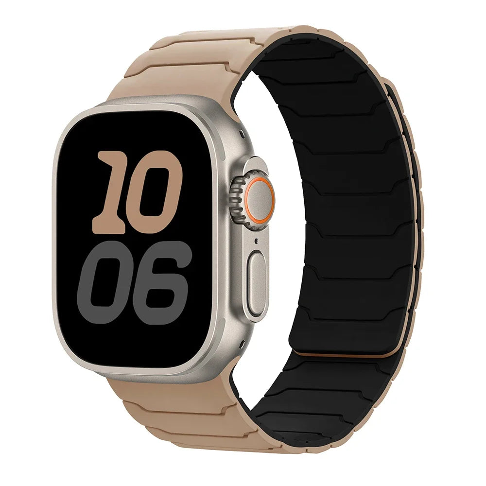 Магнитный сменный ремешок для Apple Watch, бежево-черный