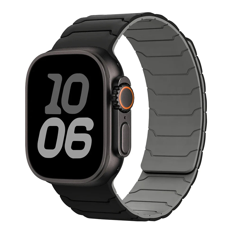 Магнитный сменный ремешок для Apple Watch, черно-серый