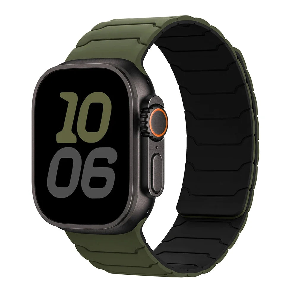 Магнитный сменный ремешок для Apple Watch, зелено-черный