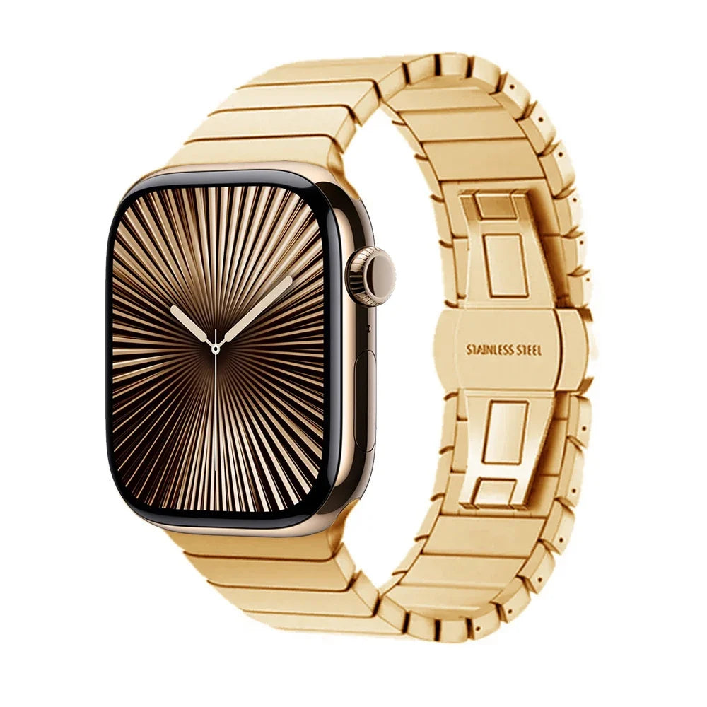 Replacement stainless steel band for Apple Watch gold