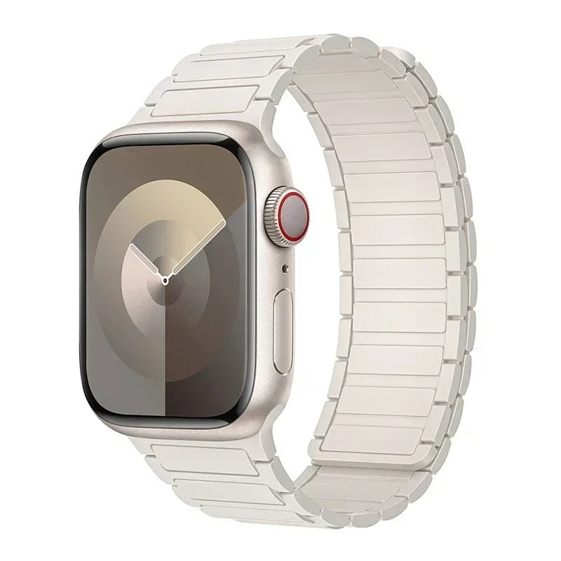 Magnetic replacement band for Apple Watch white