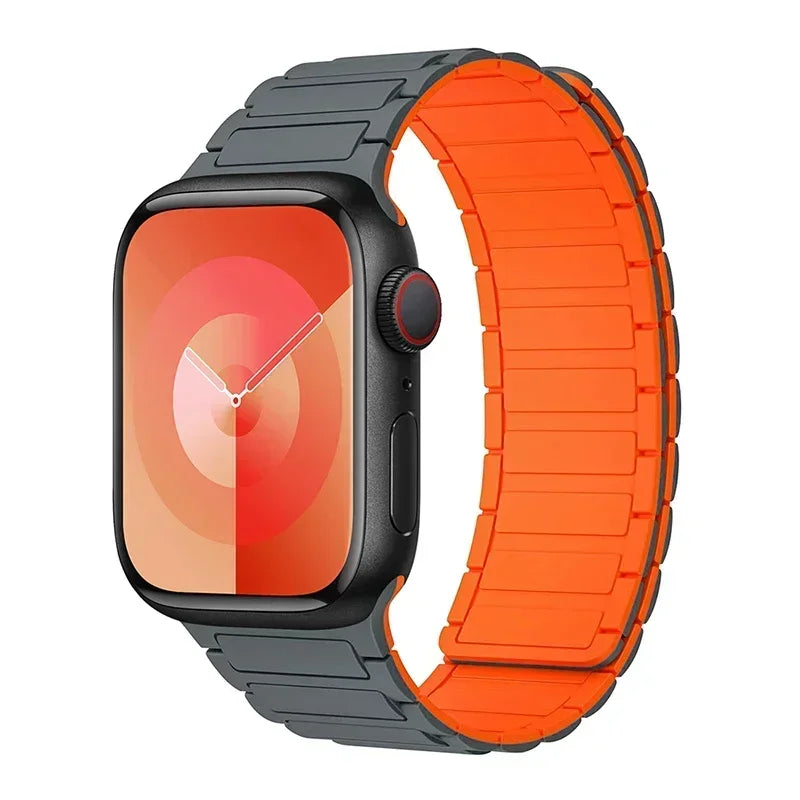Магнитный сменный ремешок для Apple Watch серо-оранжевый
