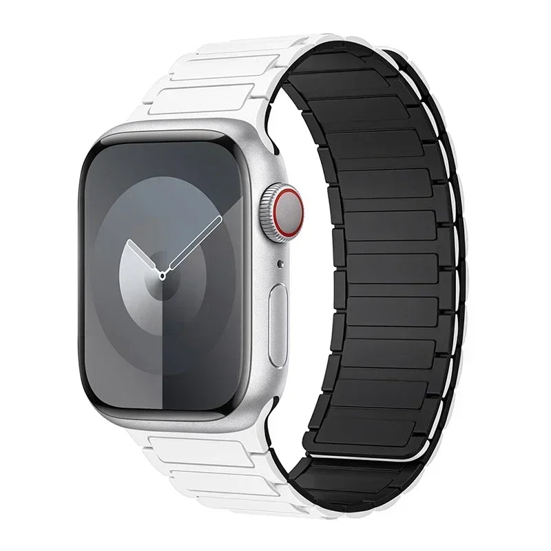 Магнитный сменный ремешок для Apple Watch бело-чёрный