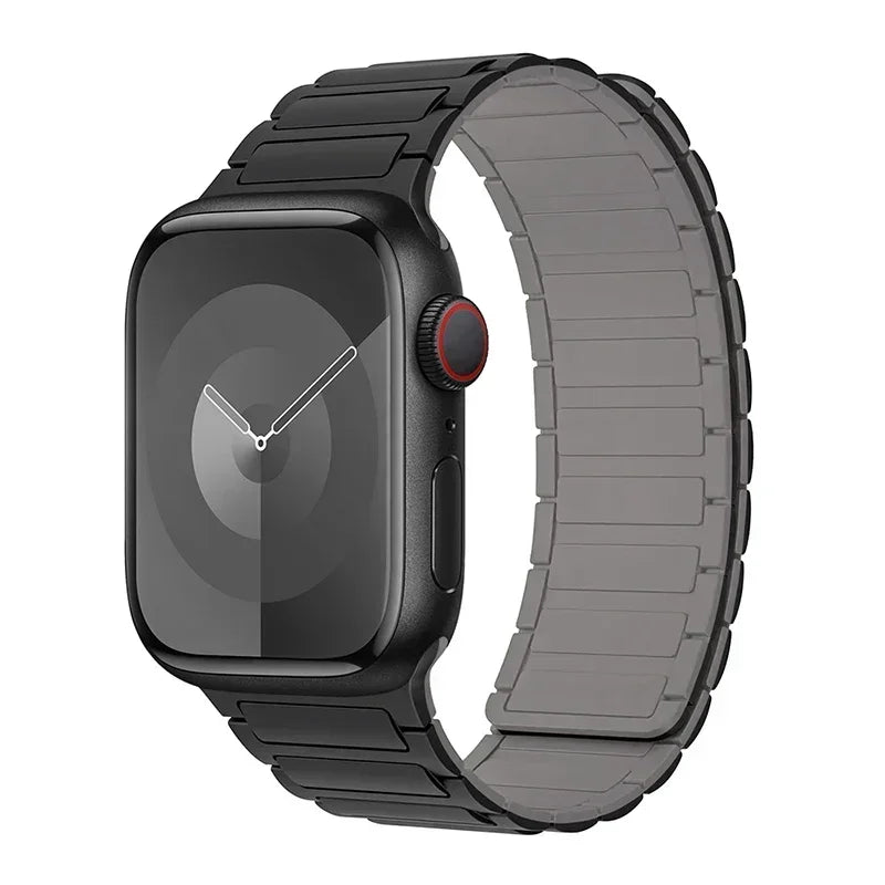 Магнитный сменный ремешок для Apple Watch чёрно-серый