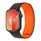 Магнитный сменный ремешок для Apple Watch чёрно-оранжевый
